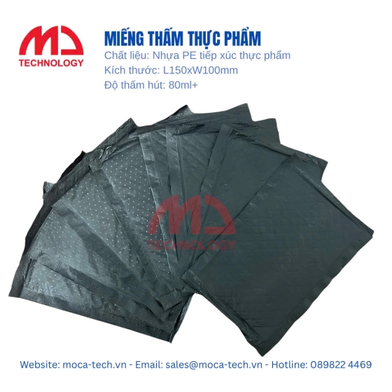 Miếng thấm thực phẩm Moca. Kích thước: W100xL150mm
