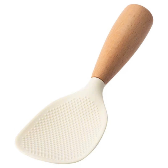Muỗng Xới Cơm Silicone Cán Gỗ
