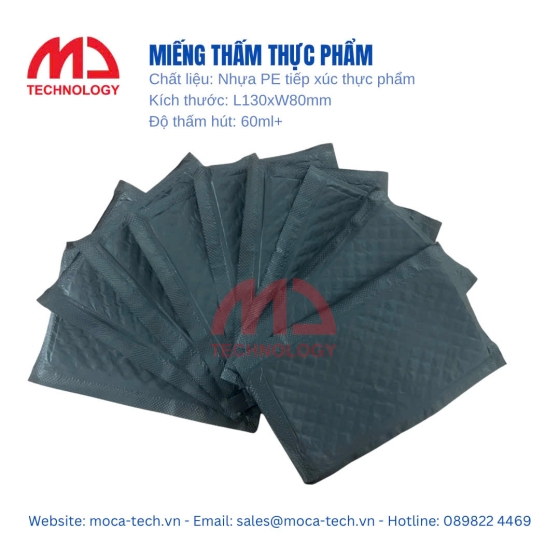 Miếng thấm thực phẩm Moca. Kích thước: W80xL130mm